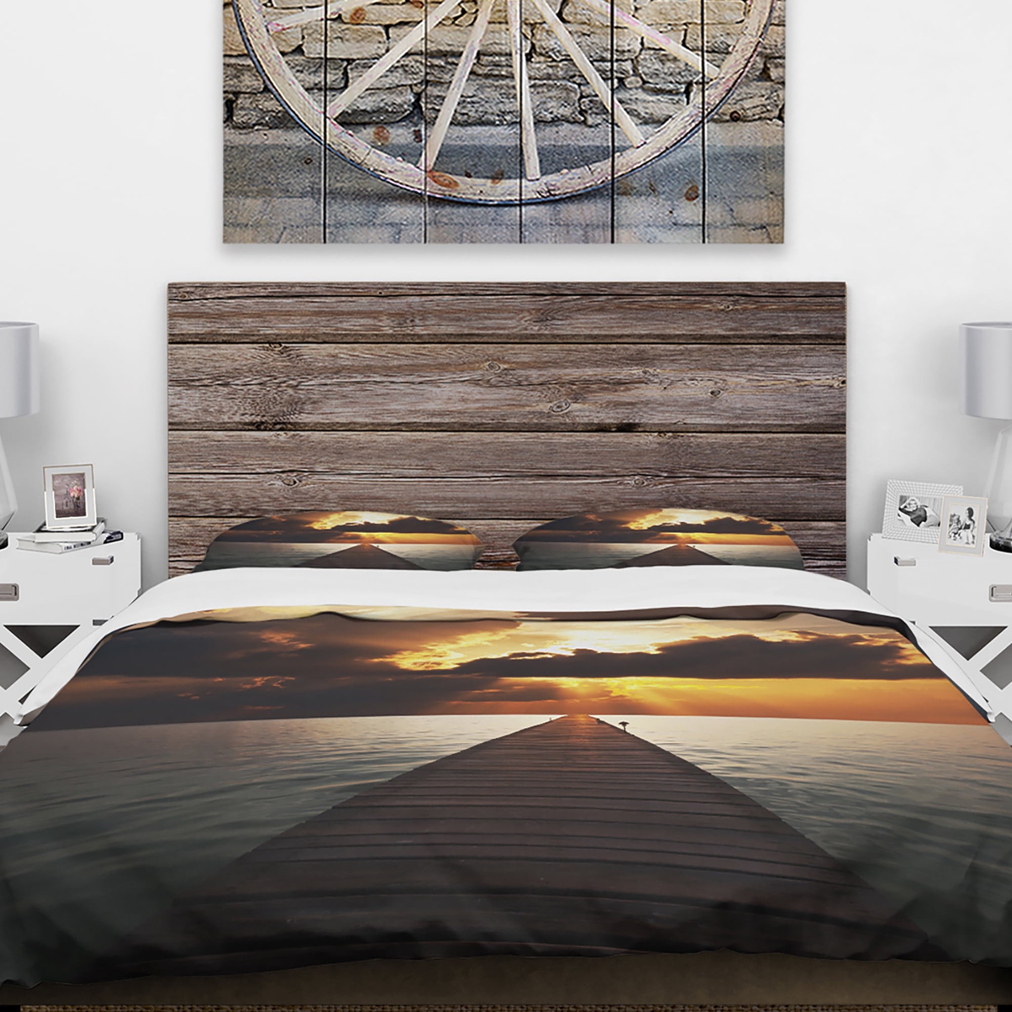 Designart 'Indefinite Wooden Pier to Gloomy Sea' Bridge Duvet Cover Set