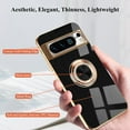 thumbnail image 3 of for Google Pixel 8 Pro Case with Ring Holder Magnetic Aesthetic Google Pixel 8 Pro Phone Case Silicone Soft TPU Thin White Cover 360° Rotatable Metal Kickstand (Black), 3 of 14