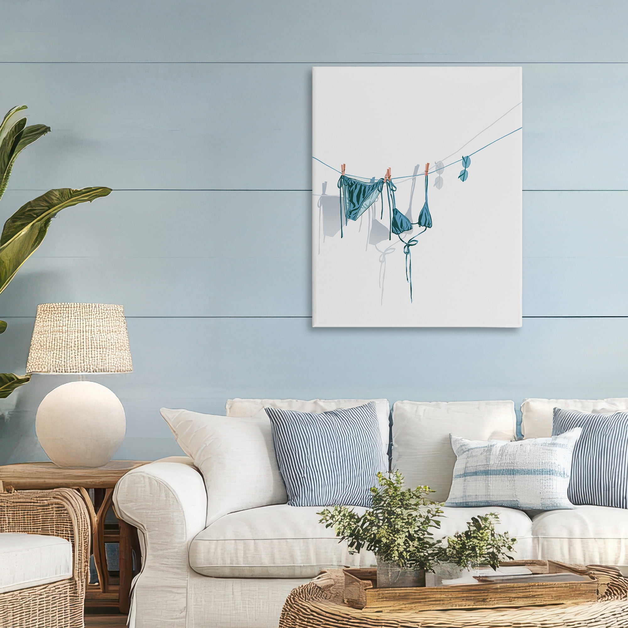 Stupell Industries Teal Bikini on Clothesline Canvas Wall Art, design by Ziwei Li