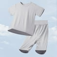 thumbnail image 3 of FAOWME Child Baby Boys Girls 2pcs Short Sleeve Shirt And Pants Outfit Sets Toddler Outfits Cool Jammies Kids Basic Outfits For Daily Clothes Sets Classic O-Neck Dailywear, 3 of 3