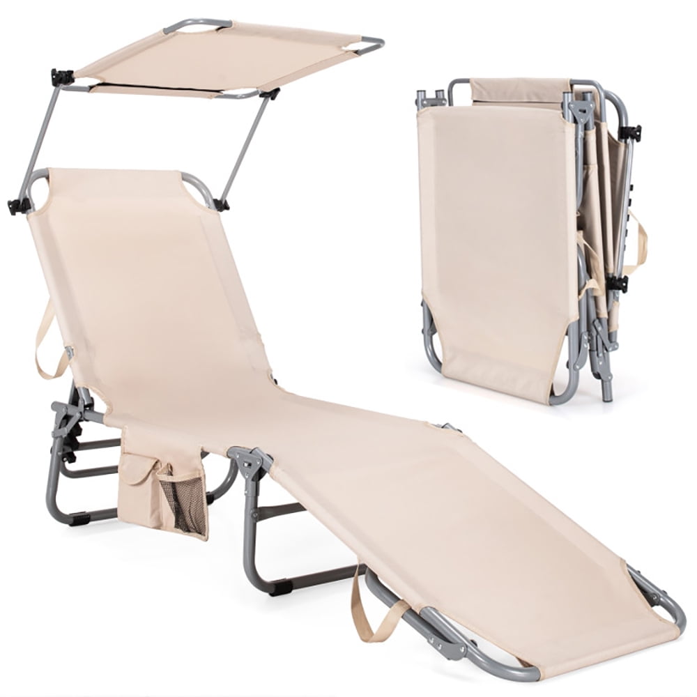 Aimee Lii Adjustable Outdoor Beach Patio Pool Recliner with Sun Shade, Patio Loungers, Beige Aimee Lii Adjustable Outdoor Beach Patio Pool Recliner with Sun Shade, Patio Loungers, Beige