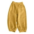 thumbnail image 2 of NAISIBABY Girls Causal Pants, Solid Elastic Waist Sweet Loose Kids Trousers Yellow 5-6T, 2 of 8