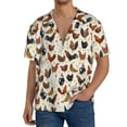 thumbnail image 7 of Lsque Funny Chicken print Men's Cuban Collar Short Sleeve Shirt Summer Beachwear Casual Button Down Fashionable Vacation Leisure Shirt-Small, 7 of 7