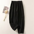 thumbnail image 2 of FRSASU Womens Cotton Linen Wide Leg Pants Solid Color High Waisted Baggy Loose Casual Pants Black XL(XL), 2 of 5