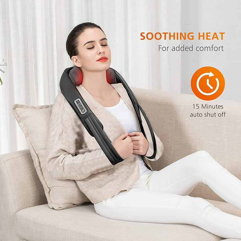 Snailax Cordless Neck Massager with Heat, Shiatsu Neck Shoulder Massager Pillow,Portable Electric Back Massager for Body Muscle Pain Relief