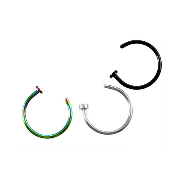 DESIGNICE 3 Pcs Nose Piercings,C-Shaped Design Hoop Nose Rings for Women,Shiny Nose Rings Hoops,Multicolor1