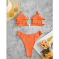 thumbnail image 6 of Hinvhai Plus size Swimsuits Women Clear Straps Ribbed Bikini Set Push-Up Brazilian Swimwear Beach Swimsuit Orange xl(XL), 6 of 9
