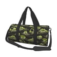 thumbnail image 2 of Xecao Light Green Excavator print Round Travel Duffel Bag is a foldable gym bag with an inner pocket, perfect for travel sports, 2 of 8