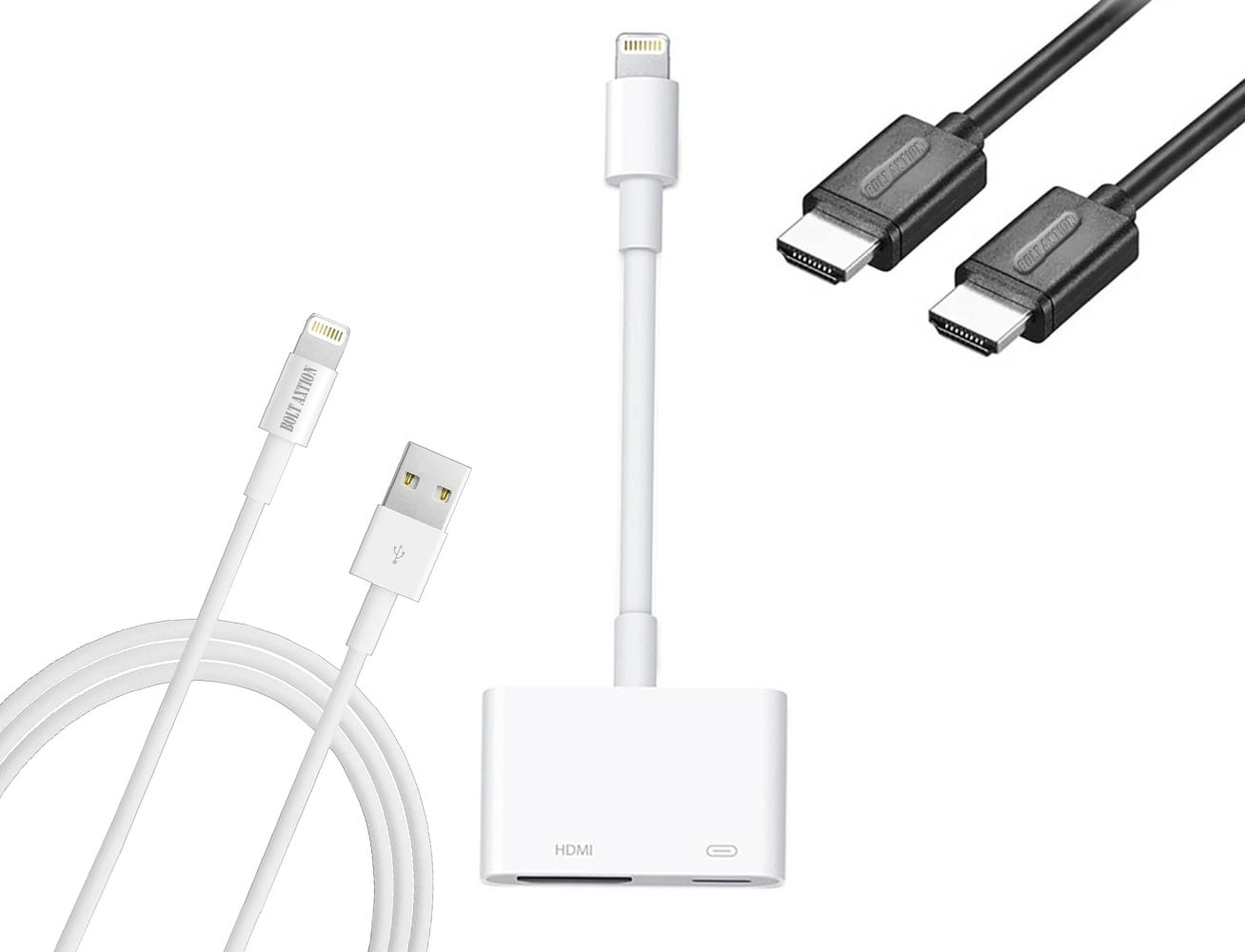 udgifterne Elskede For nylig Apple MD826 Adapter with HDMI Cable and Lightning Cable Bundle Used  Pristine - Walmart.com