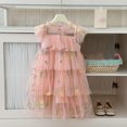 thumbnail image 5 of Curuila Kids Toddler Girls Mesh Dress Flutter Sleeve Floral Embroider Crew Neck Party Comfort Dresses For Girls Size 5-6 Years, 5 of 5