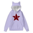 thumbnail image 3 of Craaazy Cute Cat Ears Hooded Pullover For Womens Casual Print Long Sleeve Hooded Drawstring Gifts Loose Sweater With Pocket, 3 of 4