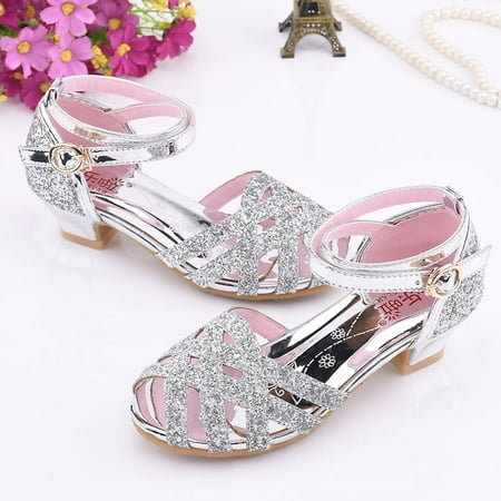 

Leutsin Children Girls Sandals Princess Bowknot Flat Bottom Color Blocking Beach Shoes