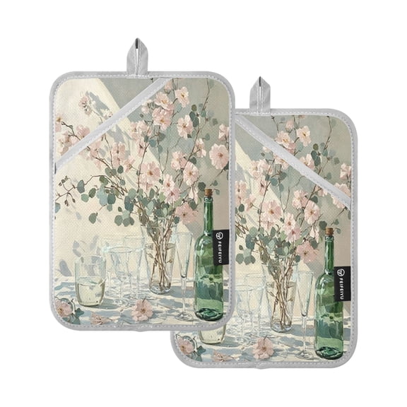 BZSMCE Pot Holder Oven Mitts Cooking baking Blossom Glass Bottle Pattern Creative Pattern Size:7x9.8in