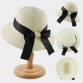 thumbnail image 2 of Women,Little Girls Straw Sun Hat Summer Beach Cap Foldable Visor Floppy Hats Wide Brim with Bowknot, 2 of 6