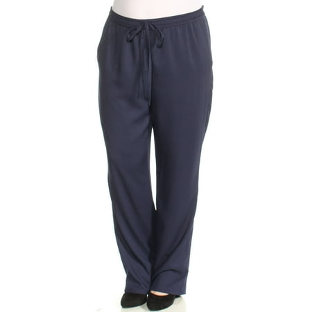 MICHAEL KORS $88 Womens New 3784 Navy Tie Straight leg Casual Pants XL B+B