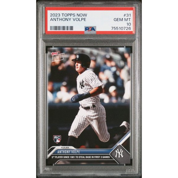 Graded 2023 Topps Now Anthony Volpe #31 Rookie RC Baseball Card PSA 10 Gem Mint