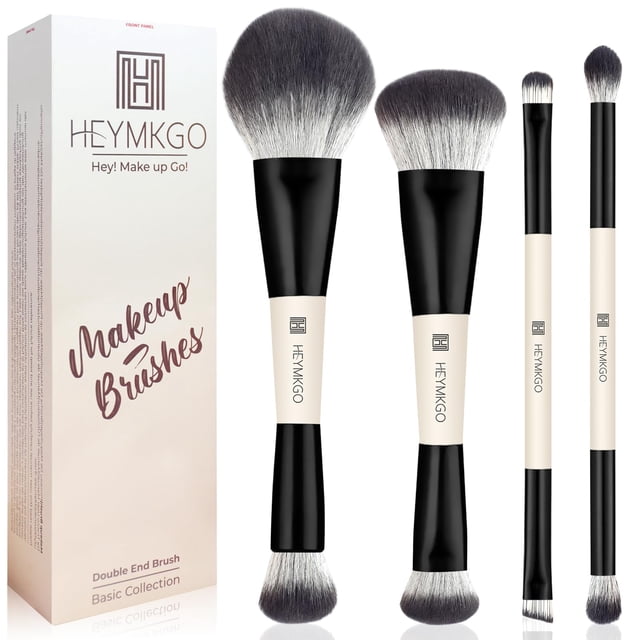 Juego de brochas de maquillaje HEYMKGO de 4 piezas con doble punta para uso en viajes