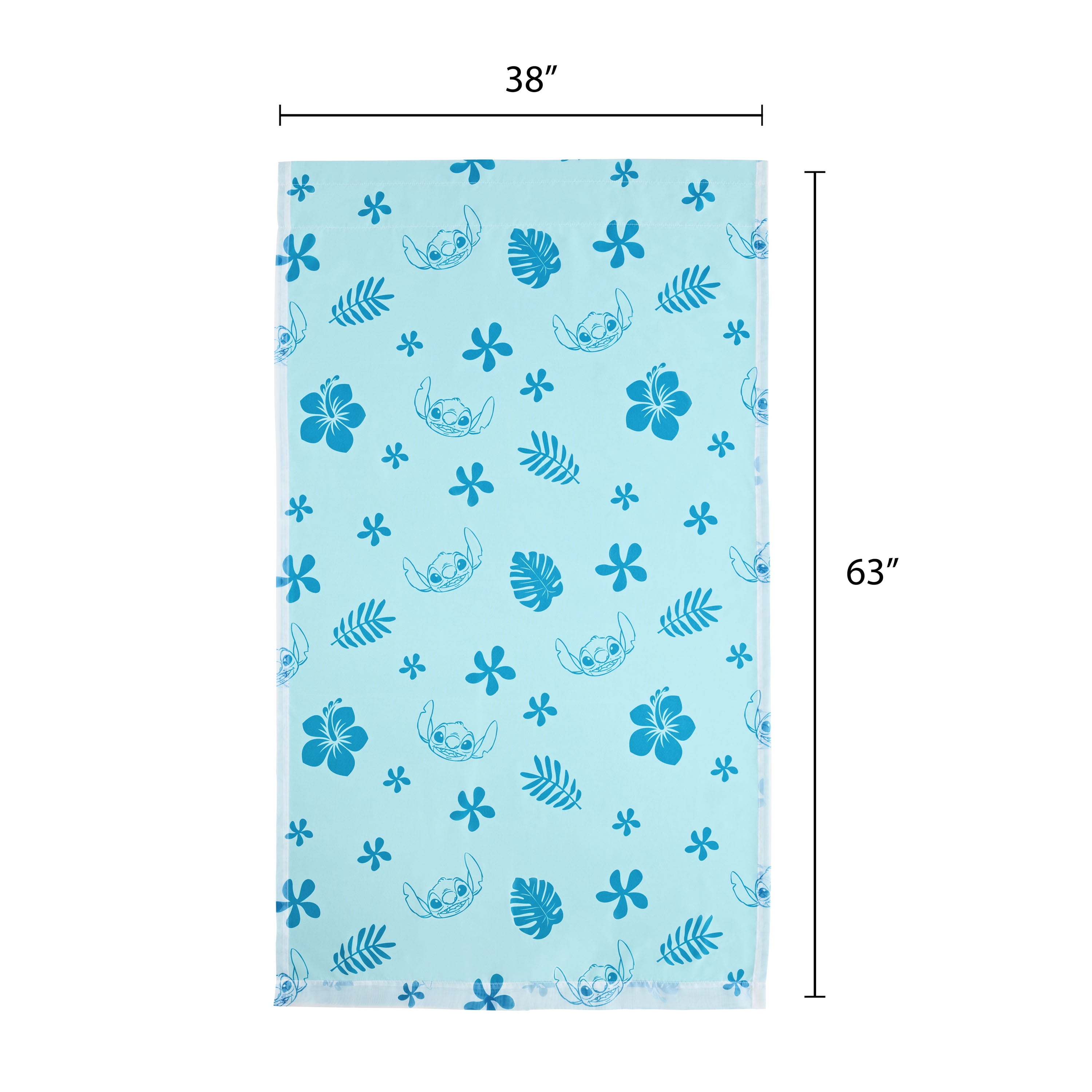 Stitch Tropical Sheer and Blackout Kids Drape, 38" x 63", Blue, Disney