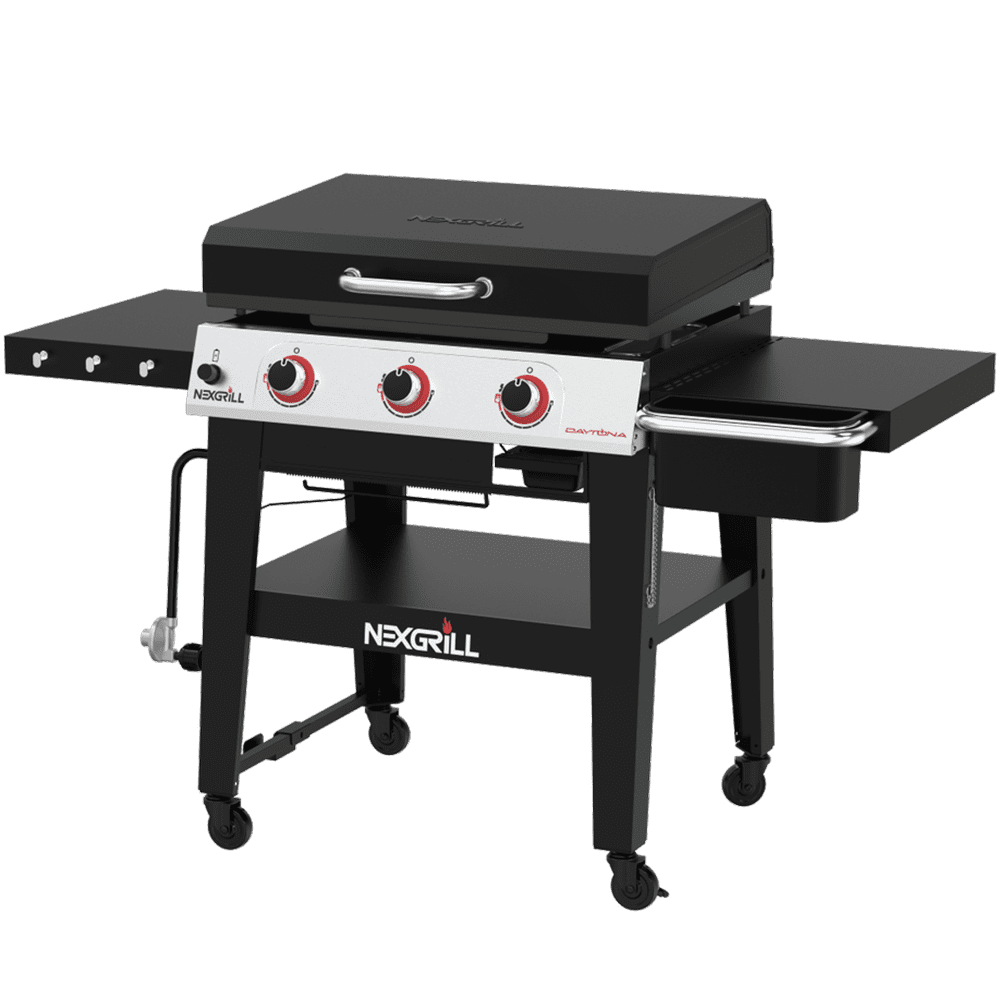 Daytona 3-Burner Propane Gas Grill 30 in. Flat Top Griddle in Black
