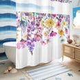 thumbnail image 5 of No Hook Shower Curtain, Pink Flowers Shower Curtains for Bathroom with See Through Top Window, Spring Floral Elegant Pastoral Watercolor Waterproof & Washable Bath Curtain 66"x72", 5 of 9