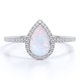 thumbnail image 1 of JeenMata Anillo de Bodas de 1,25 Uds con Halo de Moissanita y Ópalo de Fuego de Talla Pera en Oro Blanco de 18 K sobre Plata, 1 of 6