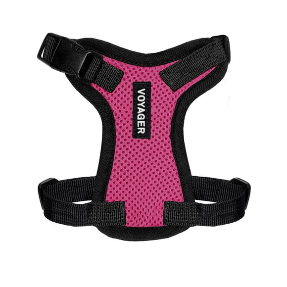 Voyager Step-in Lock Pet Harness - All Weather Mesh, Adjustable Step in Harness for Cats and Dogs by Best Pet Supplies - Fuchsia Base, XXS