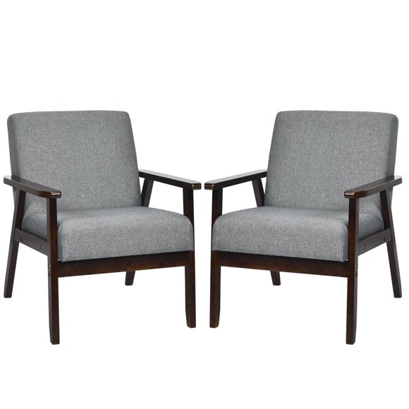 Giantex Set of 2 Accent Chair, Mid-Century Modern Arm Chair for Living Room, Bedroom, Dark Gray