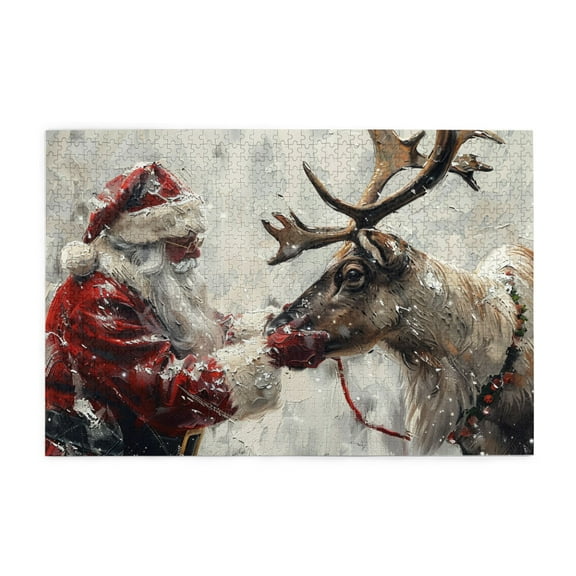 1000 PCS 1000 Piece Puzzle For Adults Santa Claus & Reindeer,Vibrant & Stunning Wooden Puzzle,Challenging Brain Exercise,1000 Piece Jigsaw Puzzle For Adults Challenging Puzzle Perfect For Game Nights