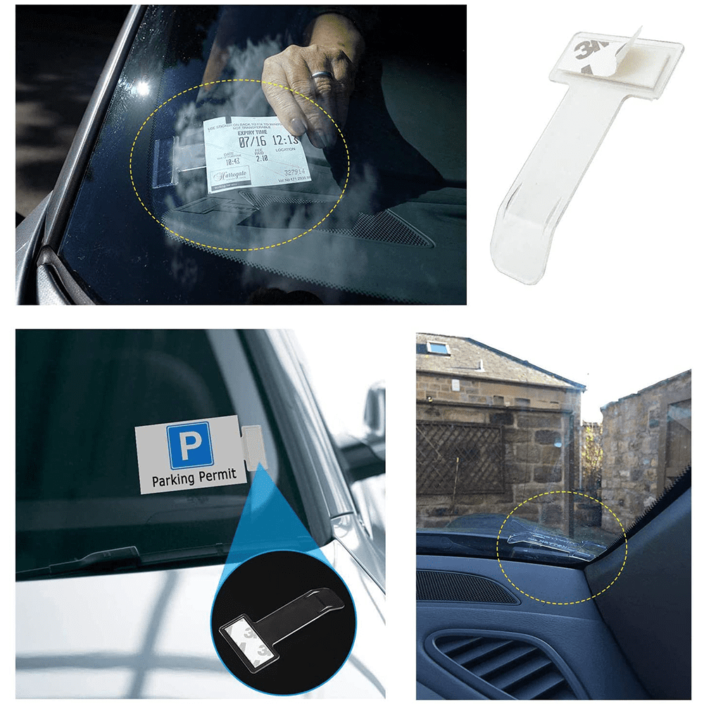 Card Holder with Suction Cup for Car Window Transparent Favson Parking Permit Holder Clip 4 Pieces Transparent Car Ticket Clip 