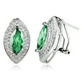 thumbnail image 3 of ELYA Jewelry Women's Marquise-Cut Green Cubic Zirconia Silver Earrings, 3 of 4