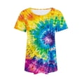 thumbnail image 6 of Womens Tie-Dye T Shirts Summer Fashion Tunic Tops for Leggings Colorful Round Neck Short Sleeve Tee, 6 of 7