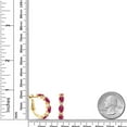 thumbnail image 2 of Gem Stone King 4.24 Ct Oval Red Created Ruby White Topaz 18K Yellow Gold Plated Silver Hoop Earrings, 2 of 4