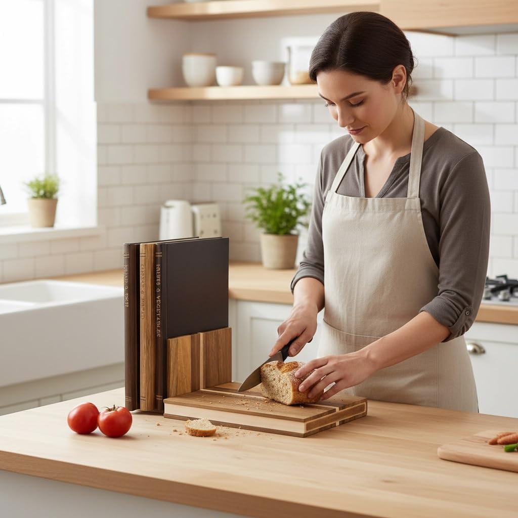 Cutting Board That Looks like Books, Set of 3 Solid Wood Book Shaped Cutting Board Library with Wooden Stand, Wood Decorative Cutting Boards for Kitchen, For Party & Home for Party & Home