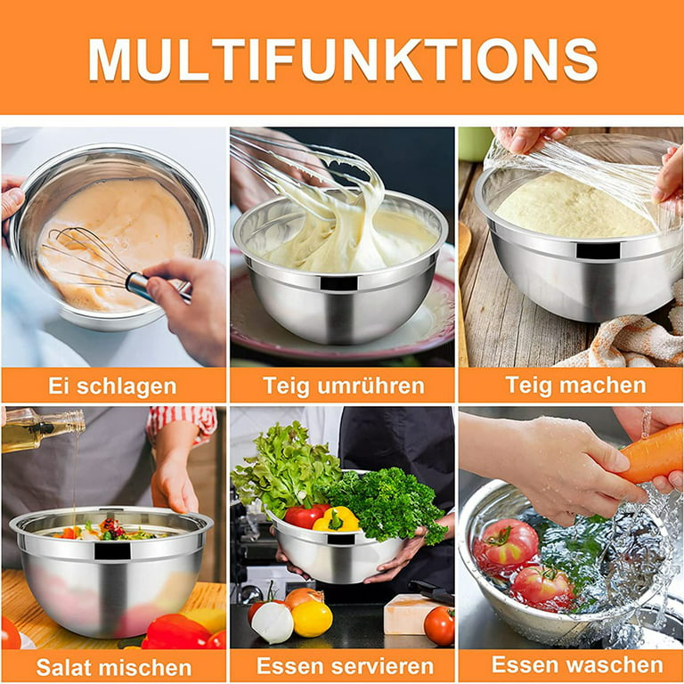 5pcs Stainless Steel Kitchen Mixing Bowls Serving Bowls Set For Food Prep  Or Mixing