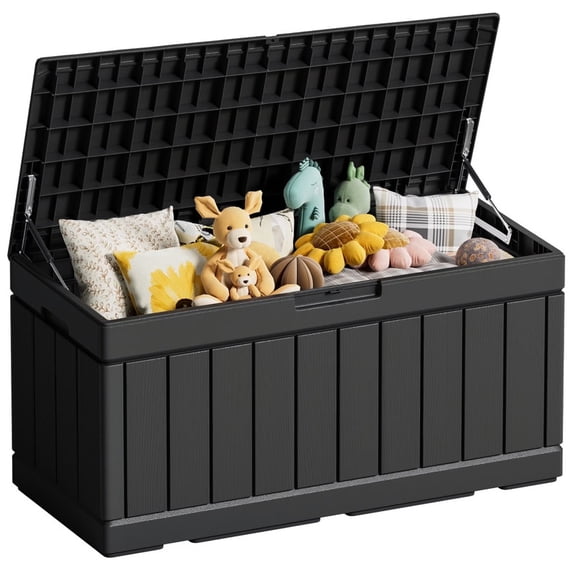 Devoko Indoor 82 Gallon Resin Deck Box, Black