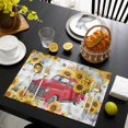 thumbnail image 3 of Spring Sunflowers Placemats Set of 12, Car Bee Farmhouse Pastoral Rustic Placemats for Dining Table, Place Mats for Kitchen Tabletop, Waterproof Wipeable Dining Table Mats Set, 3 of 9