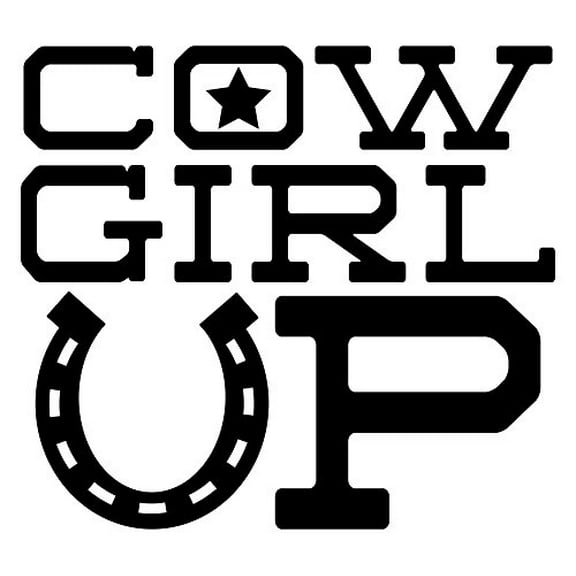 Cowgirl Up Western Wall Decals Vinyl Stickers Lettering For Girls Room, Black, 23x20.5-Inch