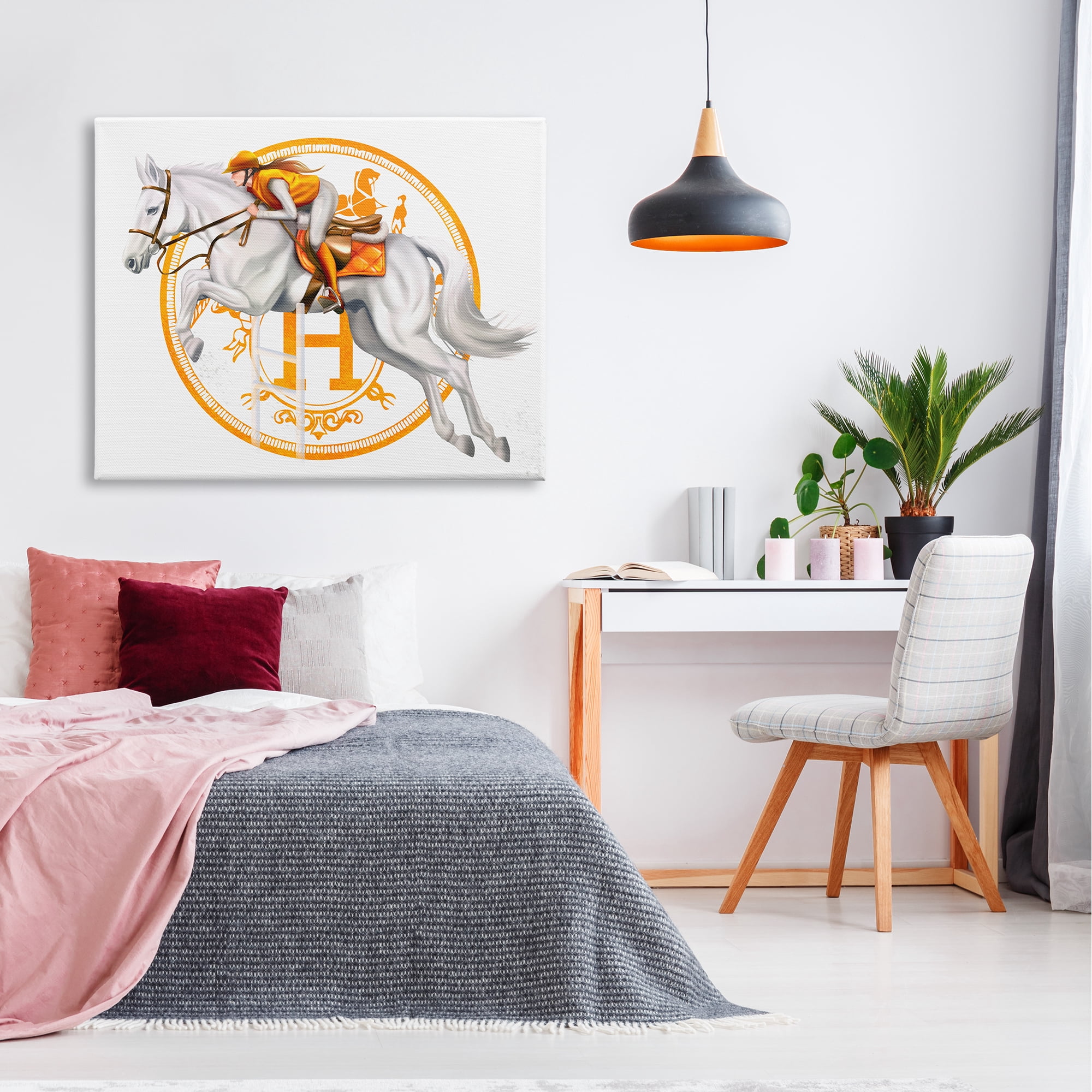 Stupell Industries Jockey Riding Race Horse Glam Fashion Logo Graphic Art Gallery Wrapped Canvas Print Wall Art, Design by Ziwei Li