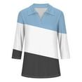 thumbnail image 5 of aidice Chemises à Manches 3/4 pour Femmes Col en V Tops Amples à Col Rabattu Printemps Été Décontracté Doux Confortables T-Shirts Colorblocks, 5 of 5