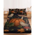 thumbnail image 2 of Full Size Fitted Sheet Set - Halloween 3 Piece Bedding Sets 16" Deep Pocket Fitted Sheet with 2 Pillowcases, Fall Ghost Orange Pumpkin Mushroom Leaves Brushed Microfiber Hotel Luxury Bed Sheets, 2 of 9