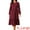 Burgundy, variant on DARING DIVA Tiered Long Sleeve Round Neck Knit A-Line Midi Dress S Black