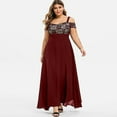 thumbnail image 2 of Plus Size Cold Shoulder Floral Lace Maxi Party Evening Camis Long Dress, 2 of 5