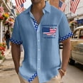 thumbnail image 2 of Telankuip Mens Independence Day Shirts July 4th USA 250th Anniversary Printed Button down Short Sleeve Shirt Summer Thin Cozy Breathable Patriots Casual Top 2-Blue XXXL, 2 of 4