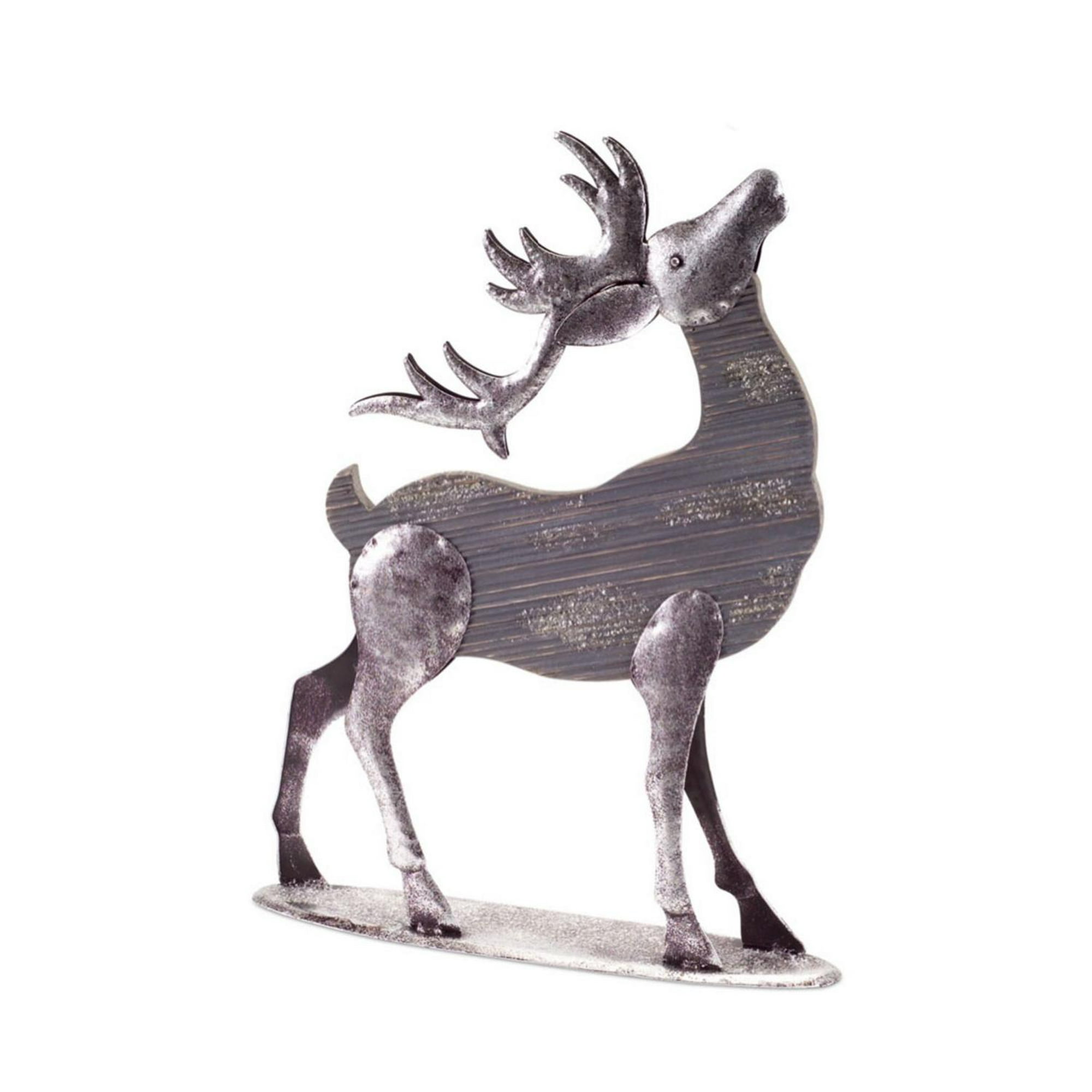 19 Winter Light Two Tone Silver And Gray Wooden Doe Reindeer