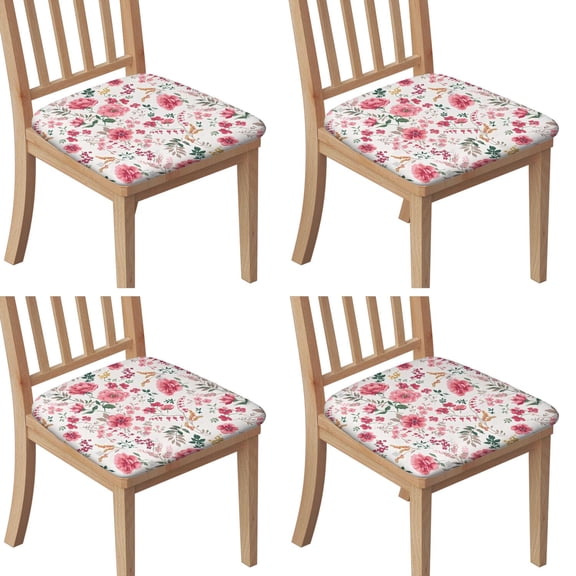 Pioneer Flower Floral Print Pattern Seat Covers for Dining Room Chairs Set Of 4,Stretch Printed Washable Chair Seat Cover with Elastic Ties and Button,Removable Waterproof Couch Cushion Covers