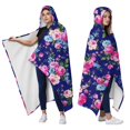 thumbnail image 2 of Wearable Blanket,Pioneer Flower Floral Print Pattern Hooded Wearable Flannel Blanket for Adults & Teens,Winter Poncho Shawl Wrap Cape Cozy Anti-Pill,60"x80", 2 of 5