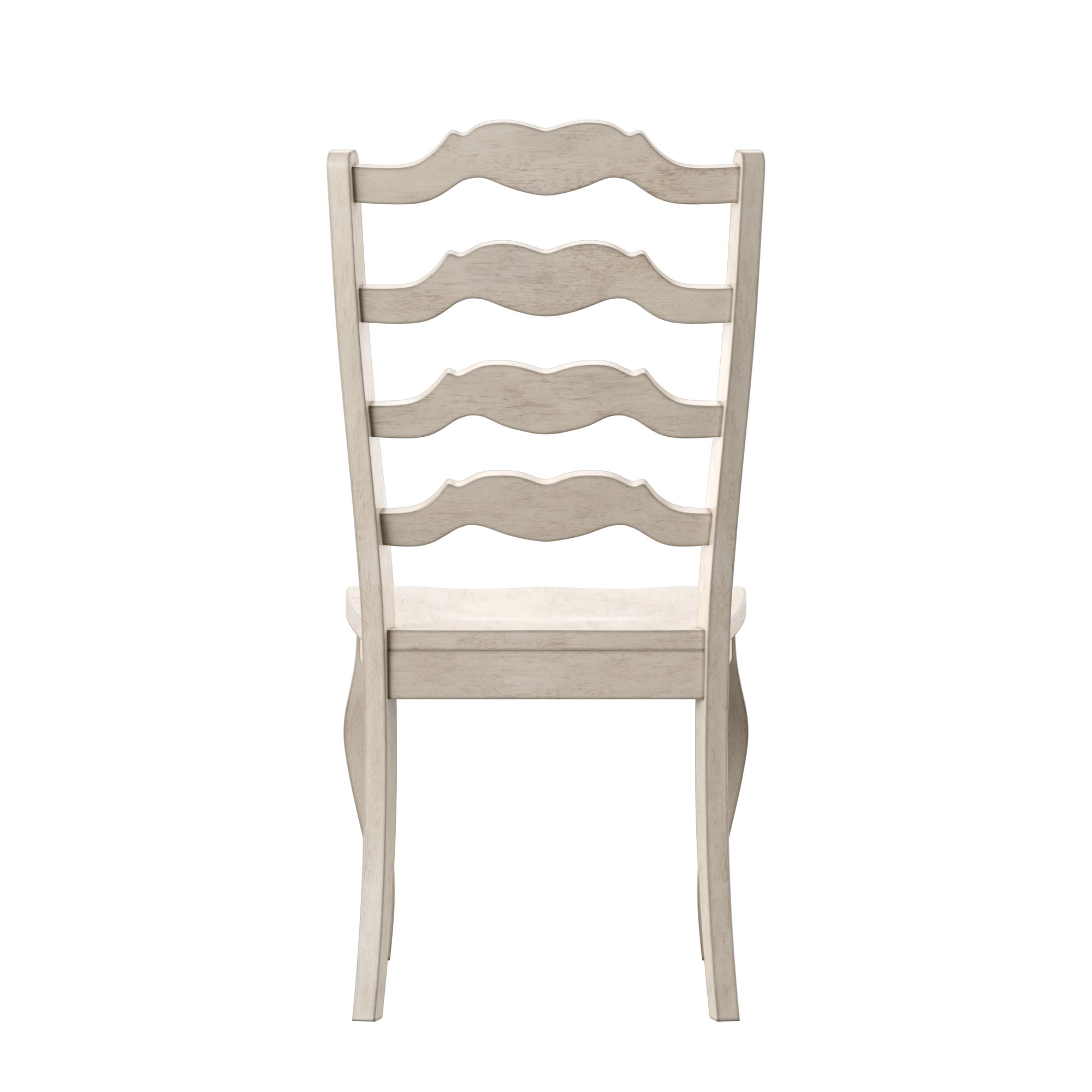 Weston Home Farmhouse French Ladder Back Wood Dining Side Chairs, Antique White (Set of 2)