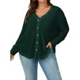 thumbnail image 4 of TEMOFON Plus Size Fall Long Sleeve for Womens Button Down Knit Cardigan for Women V Neck Waffle Knit Tops, 4 of 4