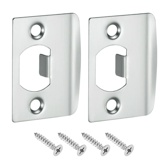 D-Type Door Strike Plate, 2Pack 57mm x 45mm 201 Stainless Steel Latch Deadbolt Strike Plate for Door Frame Door Jamb, Silver