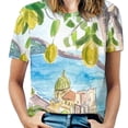 thumbnail image 4 of Amalfi Coast Seaview With Fresh Limes On Tree Ruffle Short Sleeve T-Shirt Women's V Neck Sexy Printed T Shirt Tops Amalfi, 4 of 6